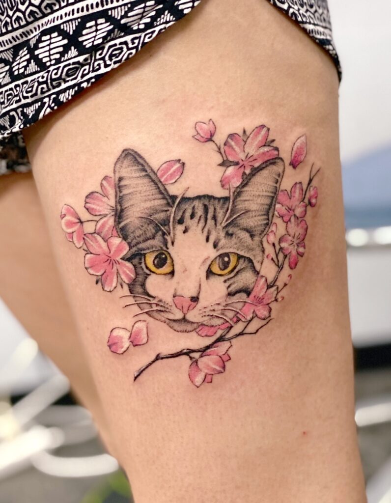 猫　桜